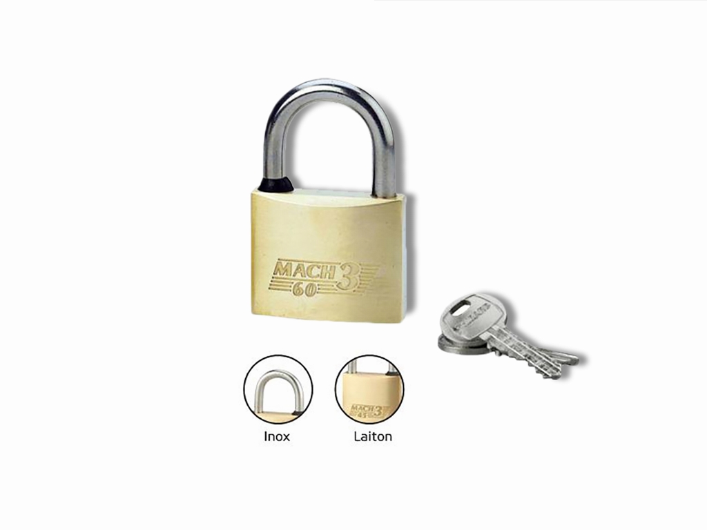 MACH 3 padlock with key opening 60mm