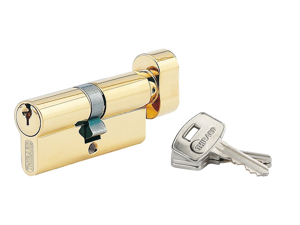 Brass cylinder HG5 30x30 profile with knob