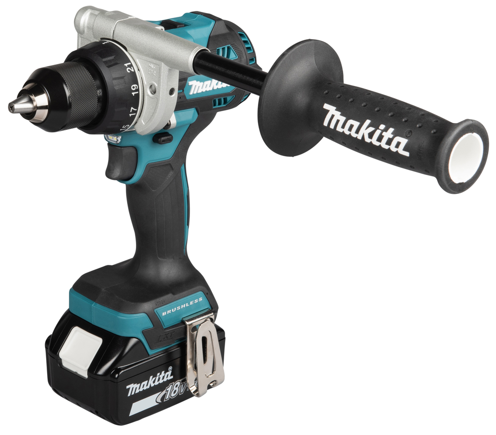 DDF486RTJ drill driver with 18V charger and 2 5Ah batteries