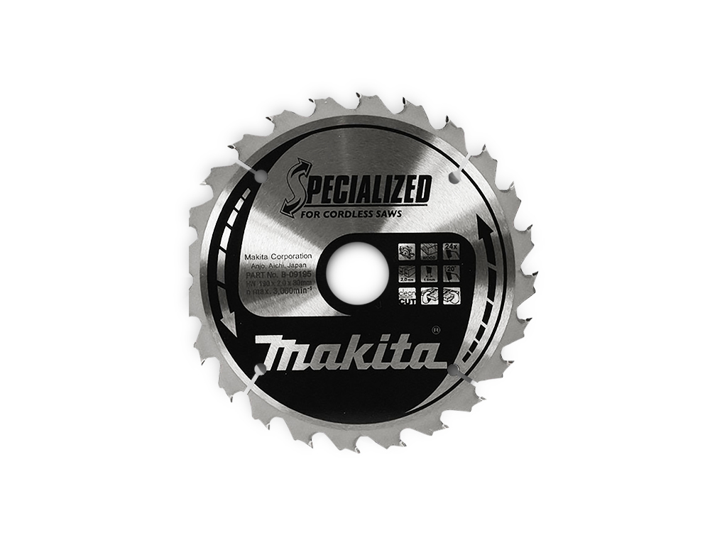 Makita 25-tooth blade for wood, dia. 165mm - Thickness 2 blades, 20mm for DH630 saw