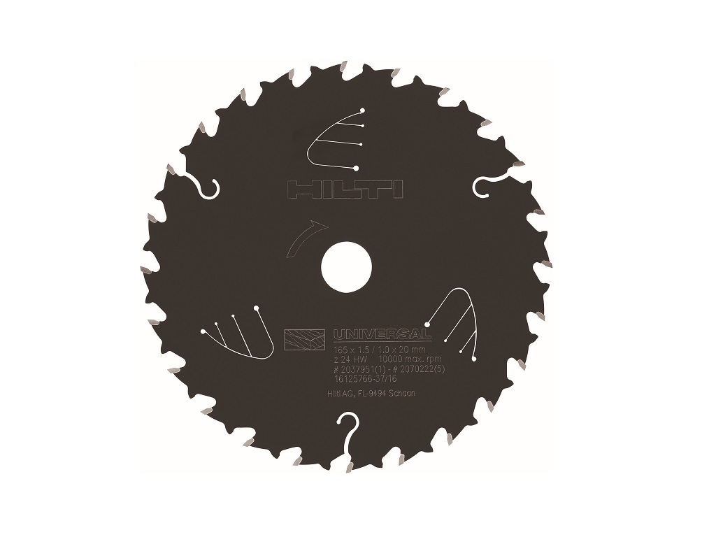 Lame scie circulaire univ. bois SCBW WU SPX 165 A - 165x20 - 24 dents