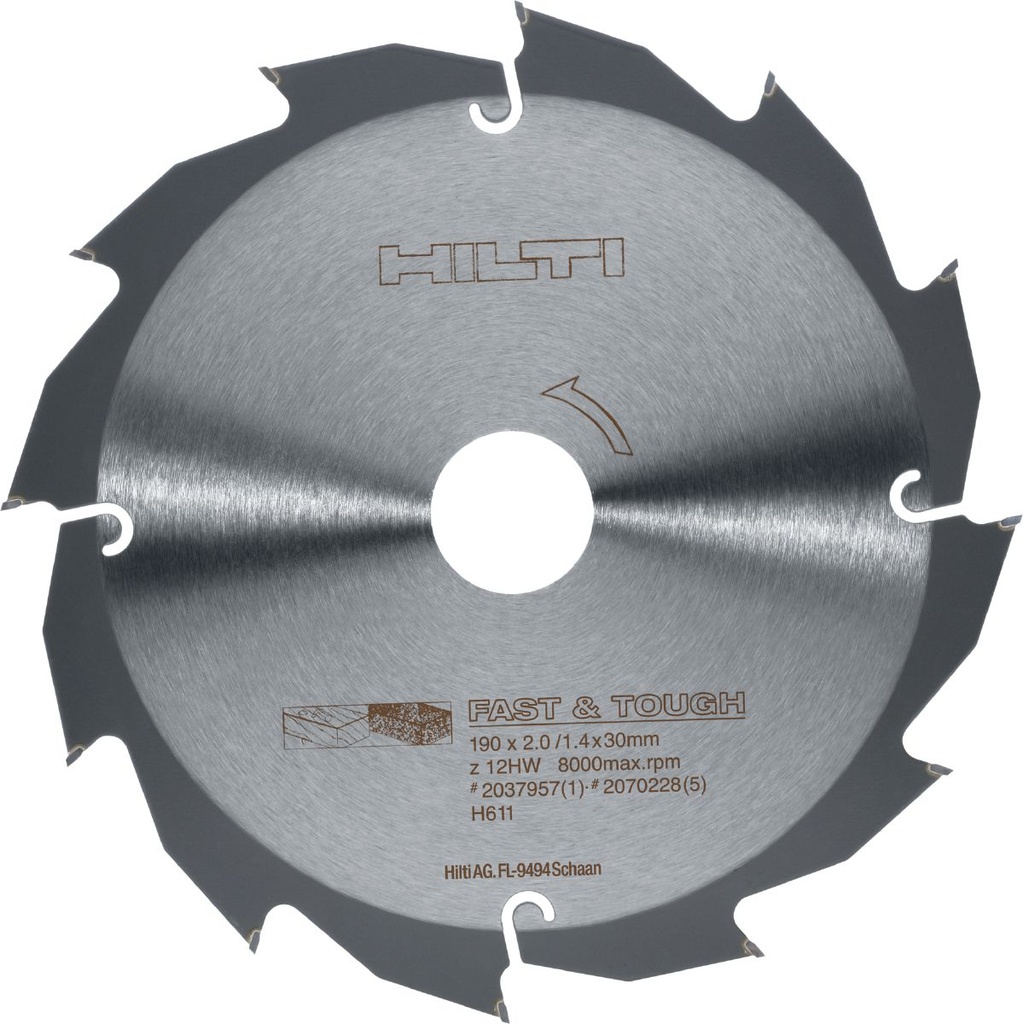 Lame scie circulaire SCB WS FT 190x30mm - 12 dents
