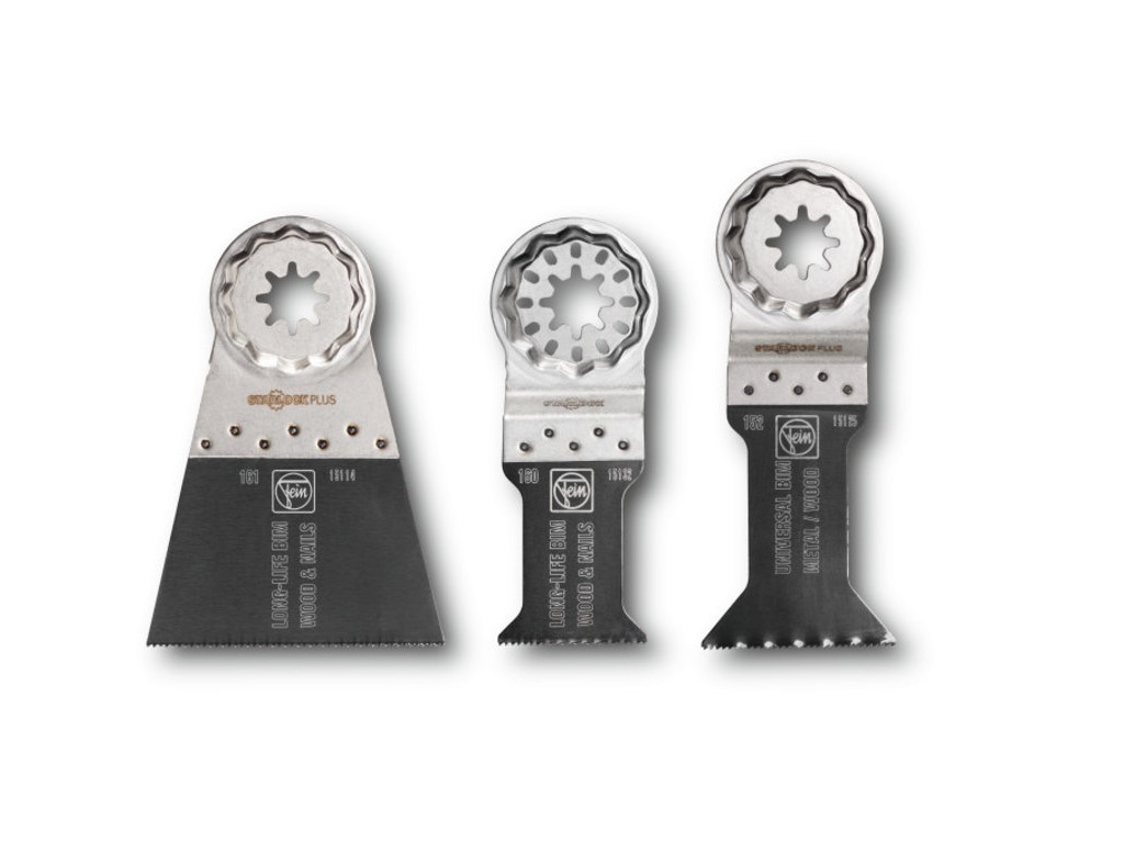 Set of 3 e-cut saw blades for oscillating knife