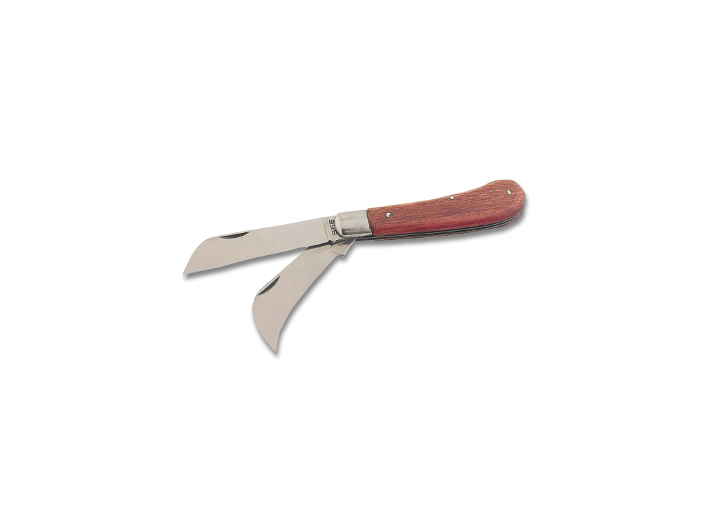 Electrician's knife with wooden handle and 2 blades