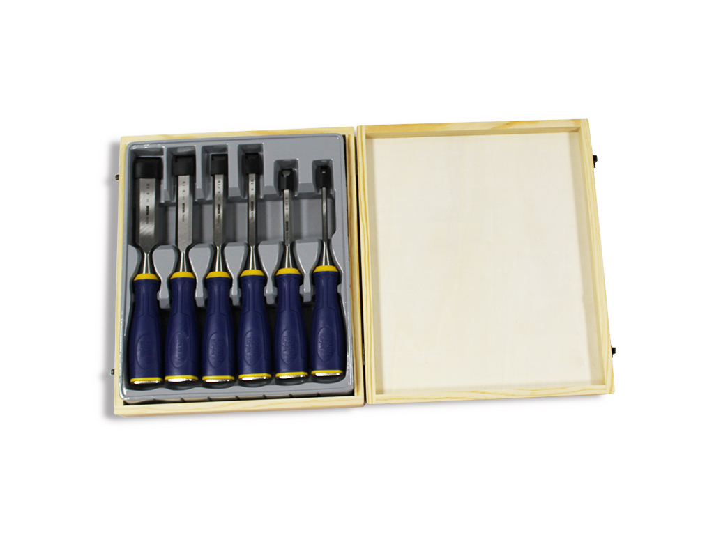 Wood chisel with two-material handle, set of 6/10/12/16/20/26 pcb of 8