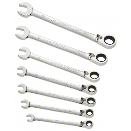 Set of 7 ratcheting combination wrenches E111107