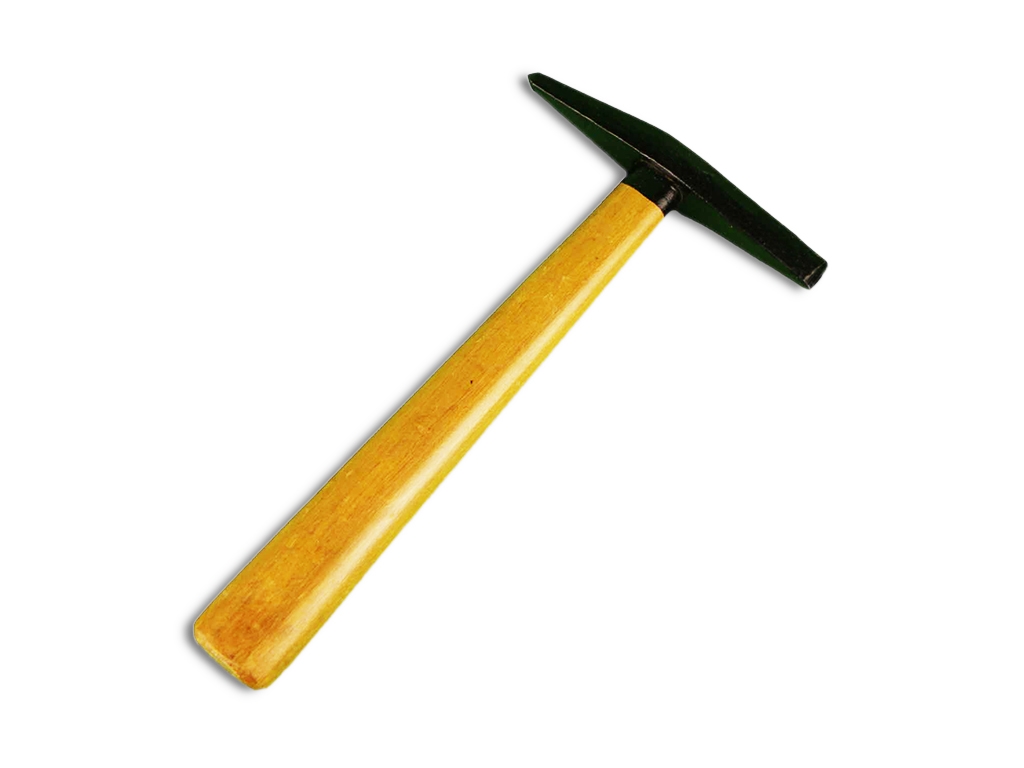 Chipping hammer with wooden handle