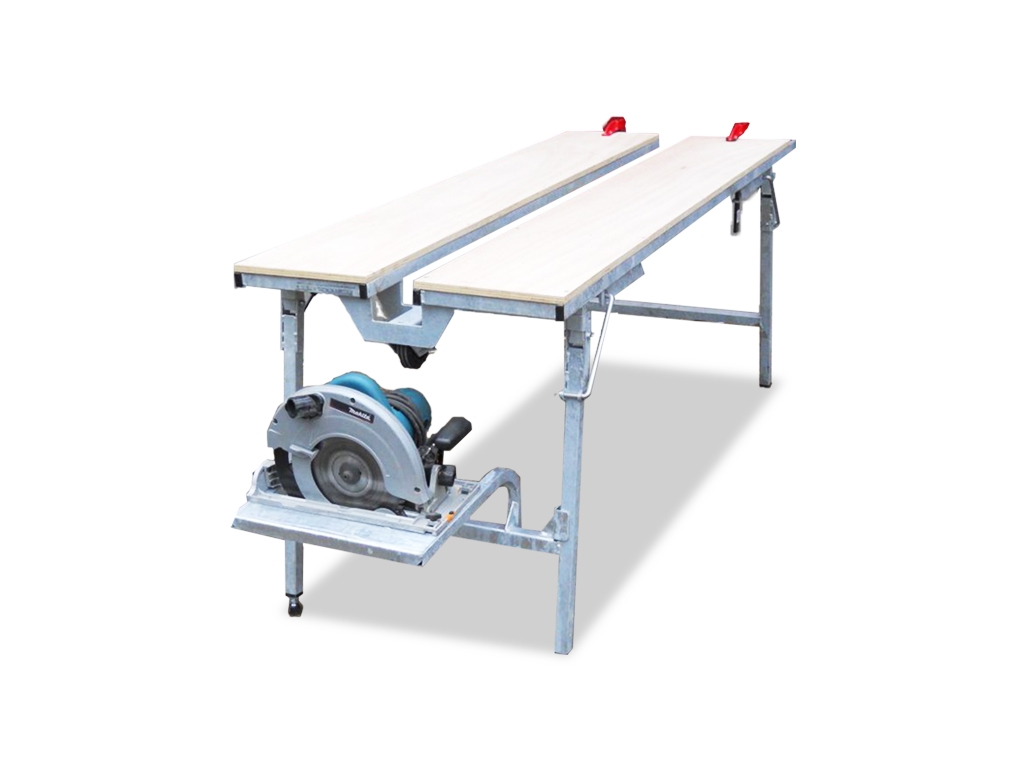Table de sciage Galva avec supp. de scie et pieds reg.