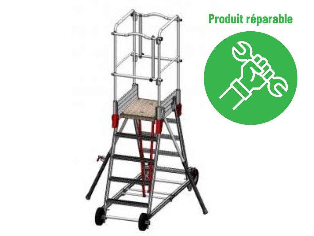 Plate-forme individuelle alu 7 marches spéciale banche avec stabilisateurs réglables