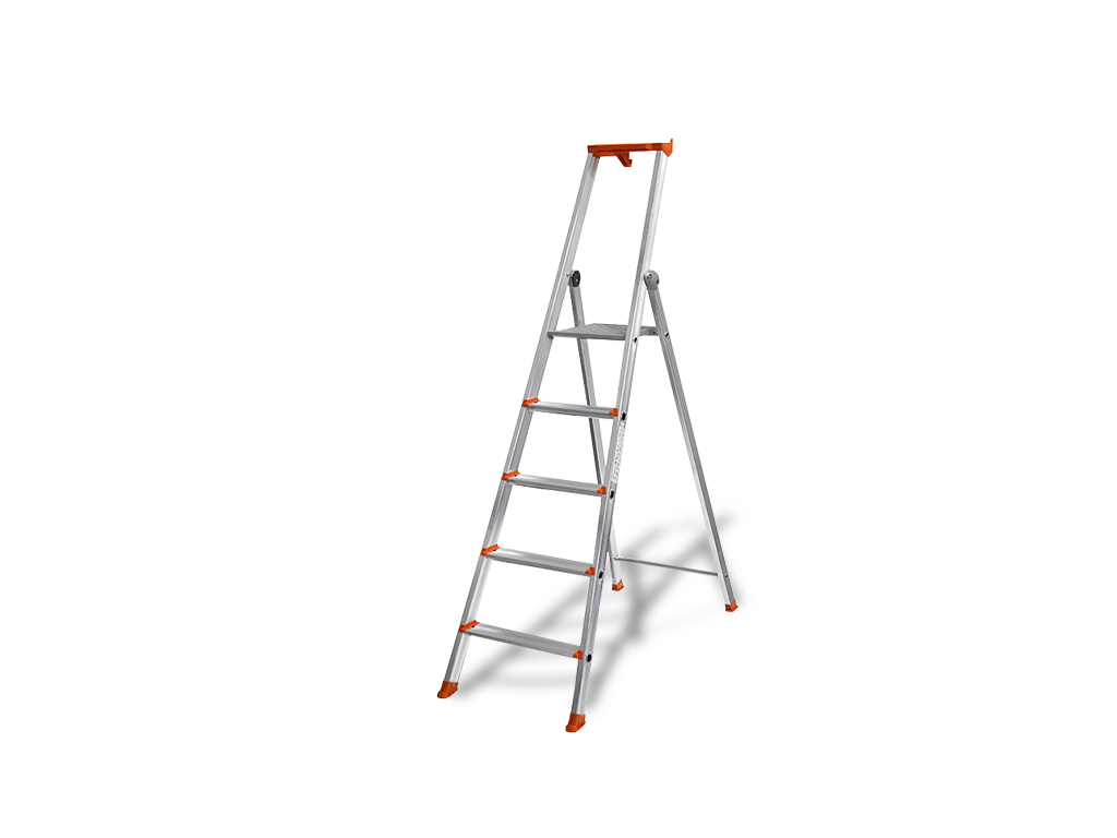 Professional 5-step aluminum stepladder