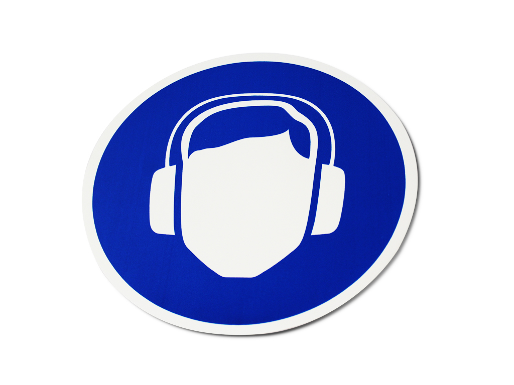 Hearing protection sign Diam. 290 mm blue PVC