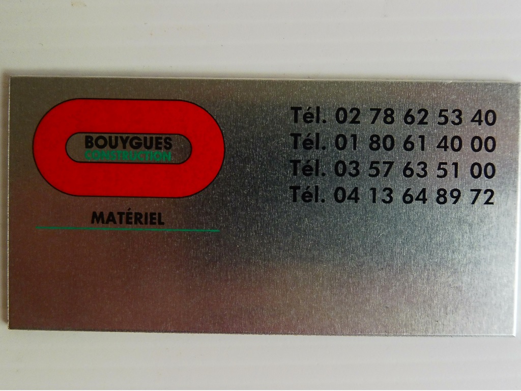Aluminum label BY CN MATERIEL 80x40 mm