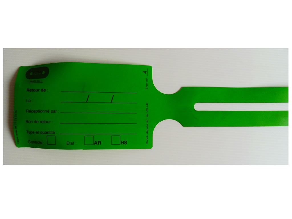 Etiquette PVC verte imp. noire 409x100mm accrochable (Rouleau de 1000)