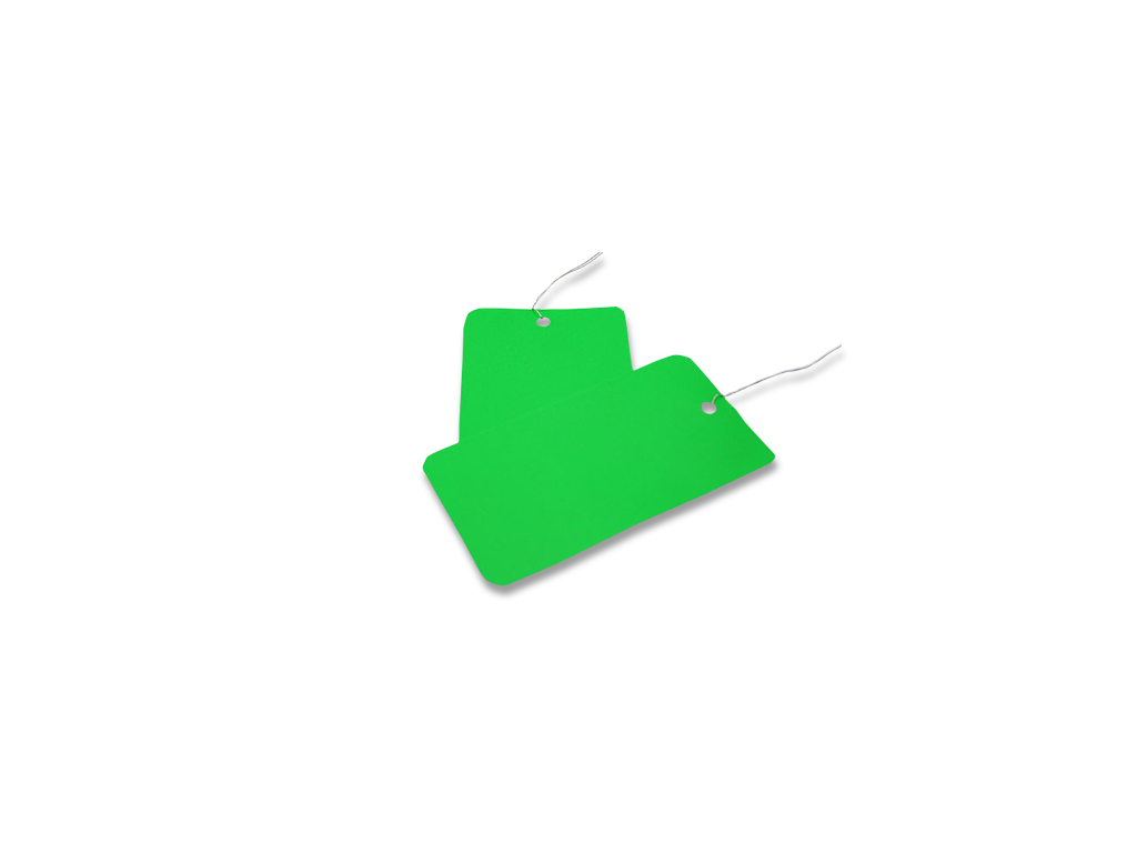 Green plastic label 110x55 with hole (100 pieces)