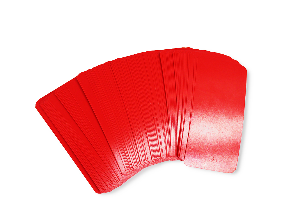 Red plastic label 110x55 with hole (100 pieces)