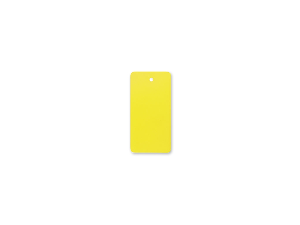 Yellow plastic label 110x55 with hole (100 pieces)