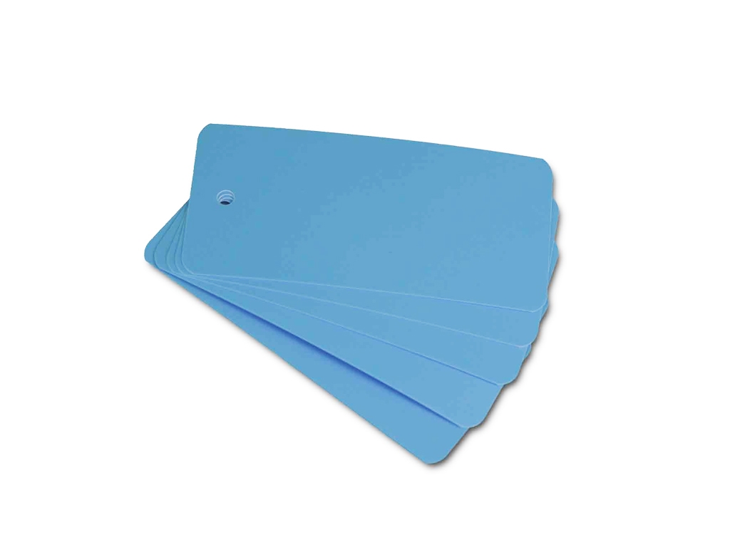 Blue plastic label 110x55 with hole (Pack of 100 pieces)
