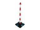 Poteau rouge/blanc sur socle lesté caoutchouc - lot de 2