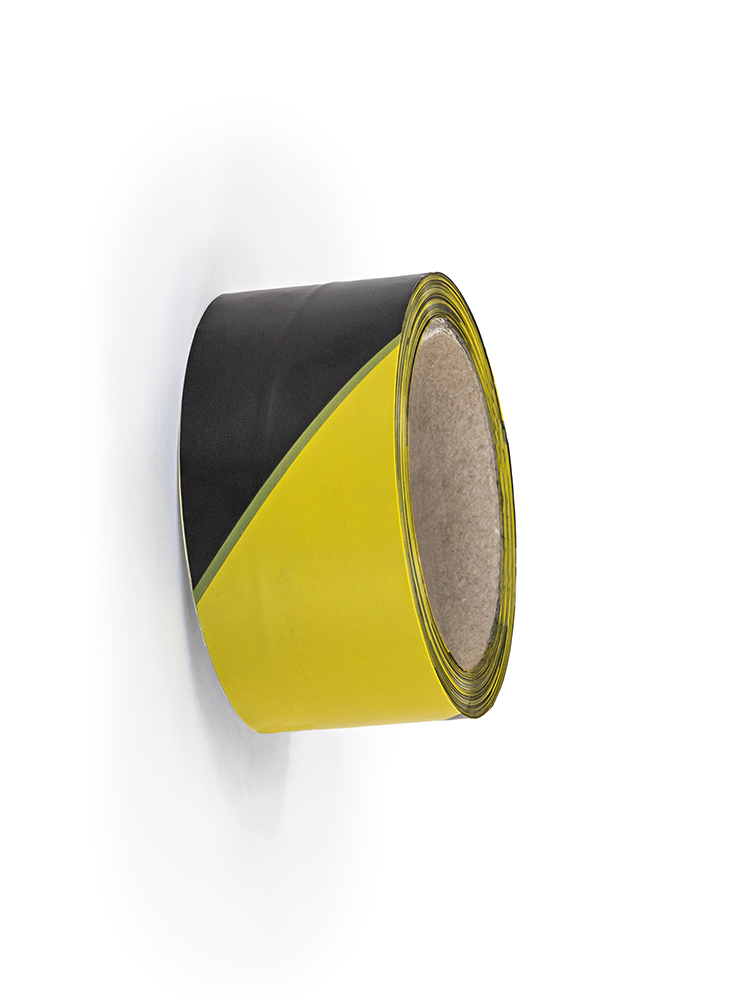 [SI017775] Rubalise PVC jaune/noir 50mm x 100m