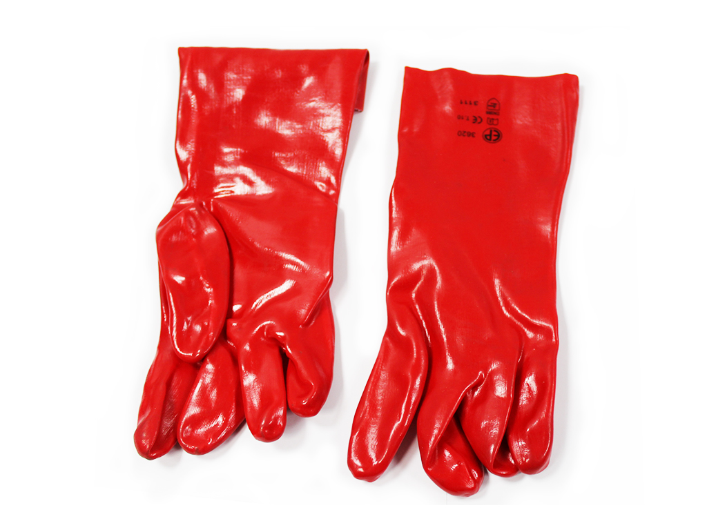 Gant PVC enduit rouge manchette de 40 cm