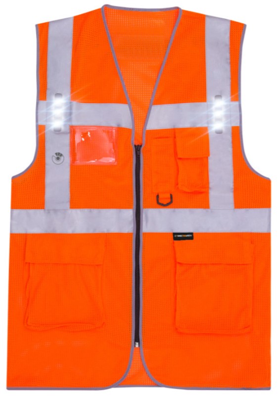 HV LED fluo vest Safari battery and cable included
