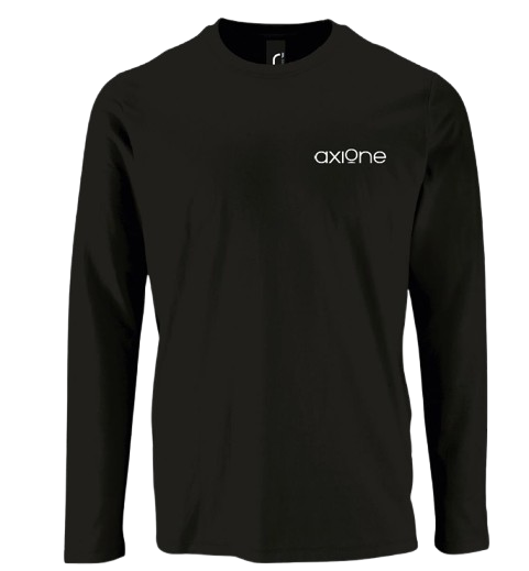 Tee-shirt 160gr noir 100% coton col rond AXIONE (ancien logo cœur) manches longues