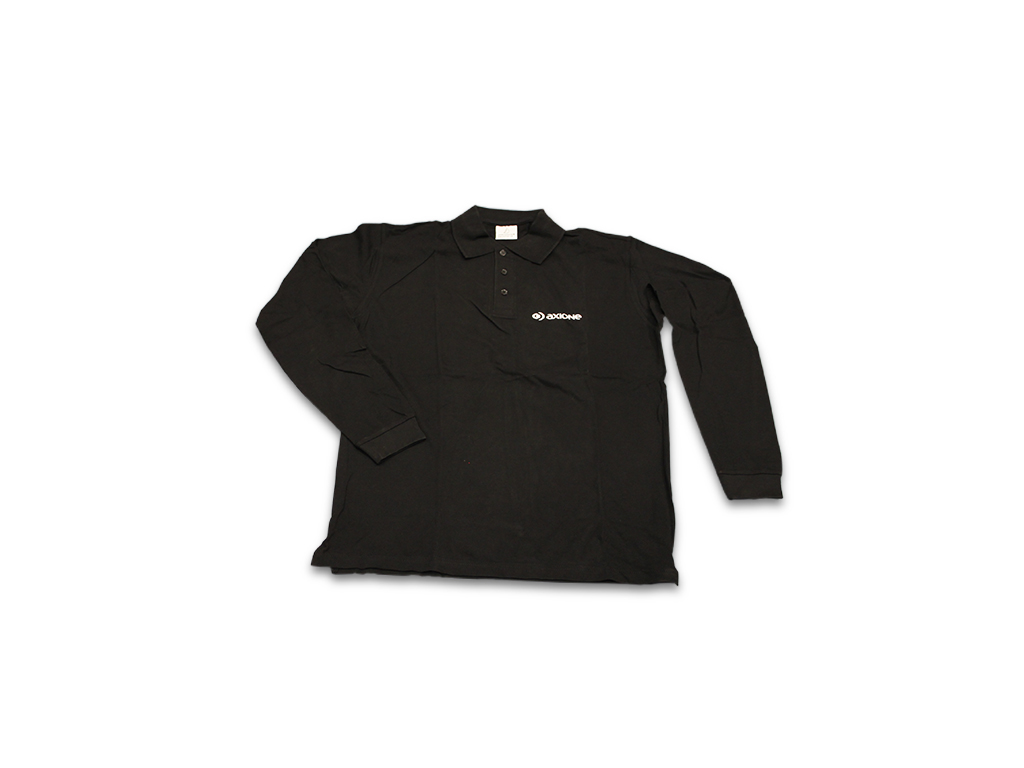 Polo noir AXIONE cœur manches longues