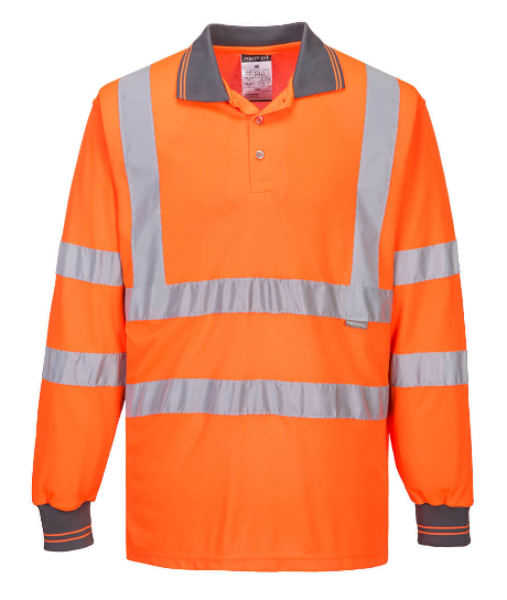 [EP005546ORS] HV orange long-sleeved polo shirt (S)