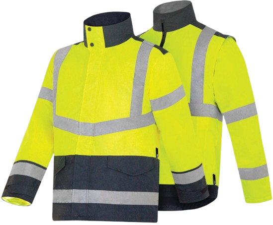 Parka 4 en 1 fluo HV respirant - Homme