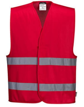 Gilet rouge 2 bandes retro horizontales