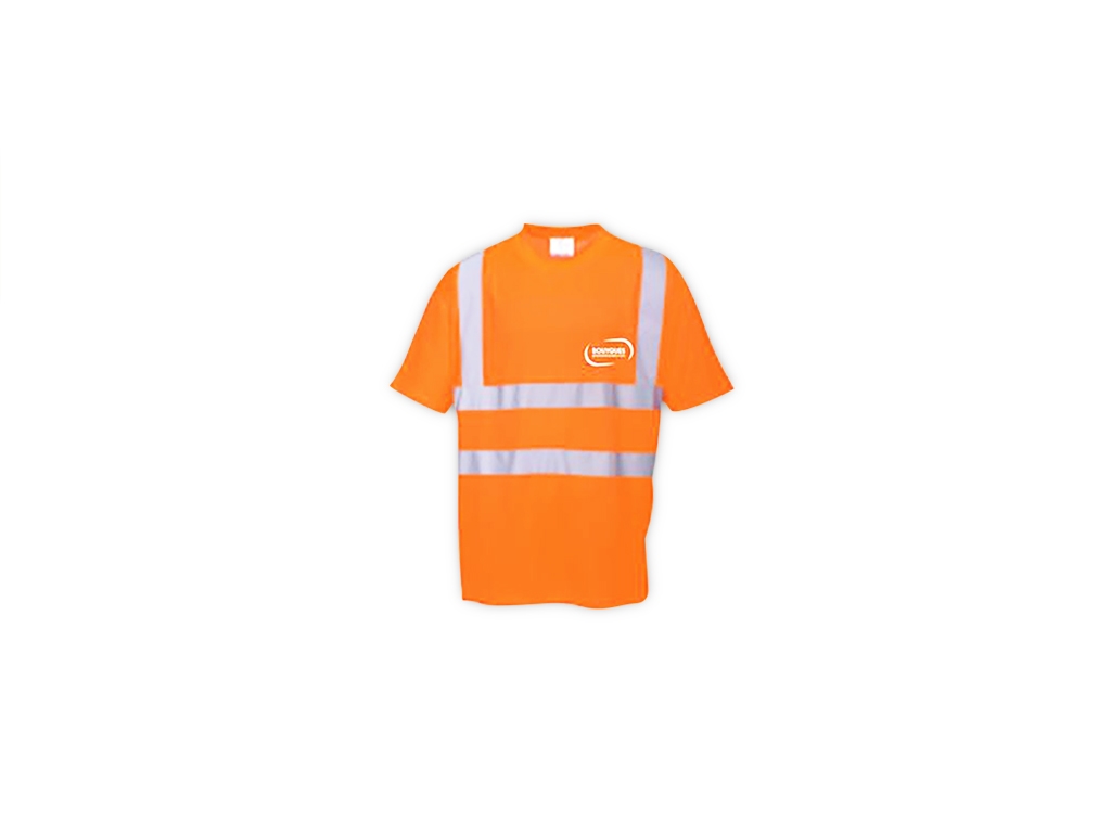 Tee-shirt HV 100% polyester orange BYES blanc cœur manches courtes