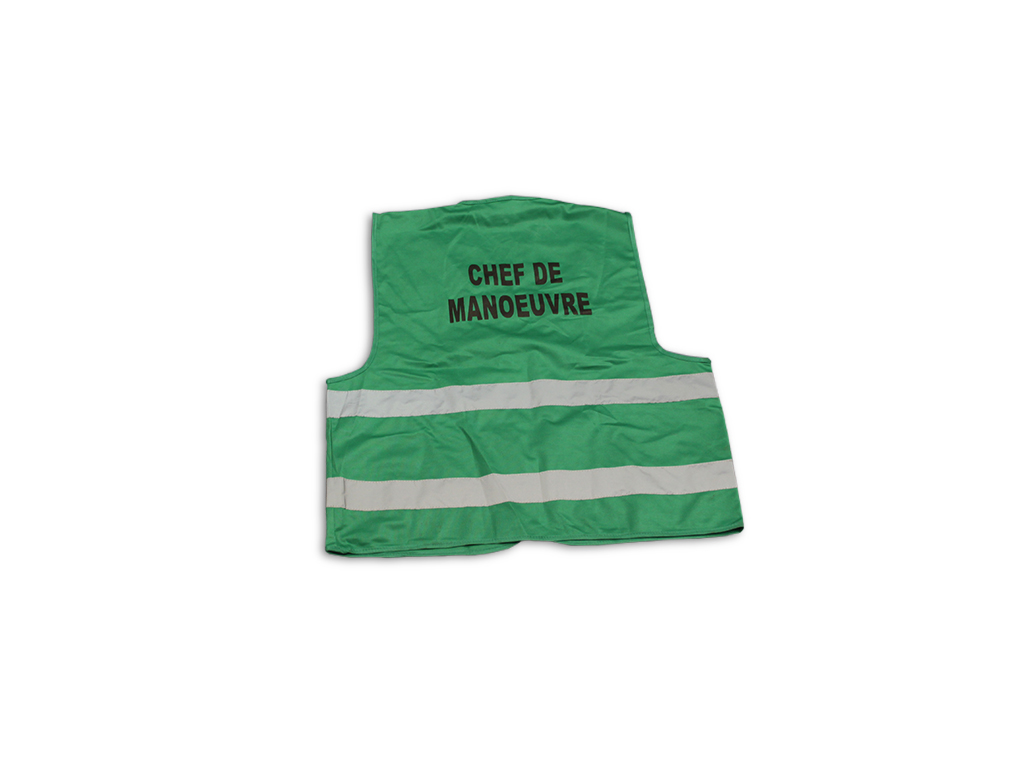 Gilet vert bandes retro chef de manœuvre dos