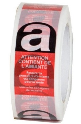 [EN100657] Ruban adhésif attention *contient amiante* 100mm x 48mm (unité)