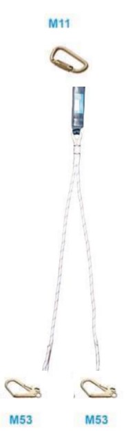 Double halyard lanyard LDAD 11 1.5m-11-53-53 1QT M11 + 2M53 with absorber