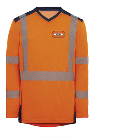 RICHELMI Jakarta long-sleeved polyester cotton orange/navy HV T-shirt