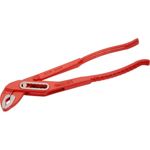 Plumber's multi-grip pliers with double-toothed intersecting arms