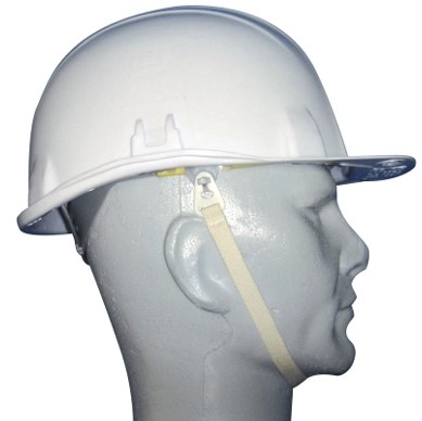 Casque Brennus blanc BYES sans aération - Jugulaire en coton