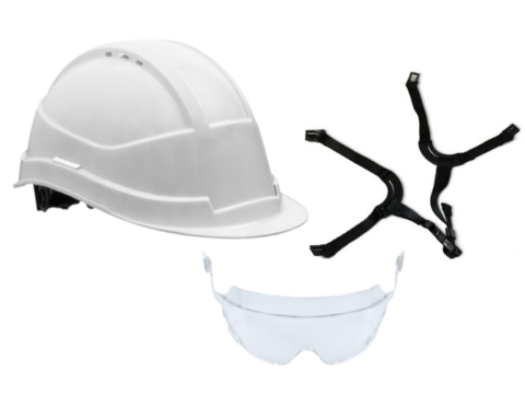 [EP105899BCNON] Casque Kara visière longue avec Lunettes et jugulaire 4 points boucle flash noire - Variante de couleur - Logoté par entité (Blanc, Sans Sigle)