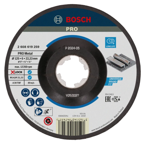Xlock offset steel grinding disc Diam. 125x6mm
