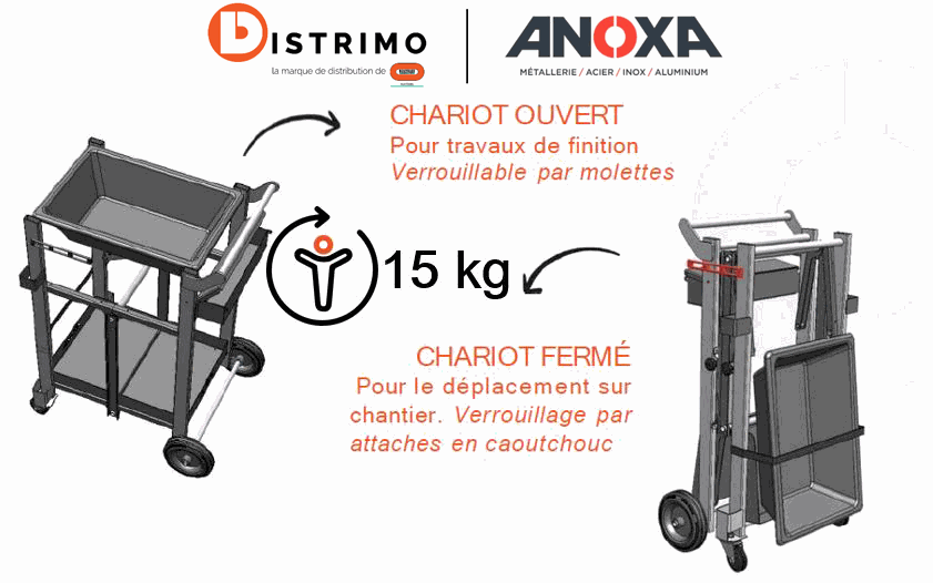 Chariot du finisseur allégé avec auge V1