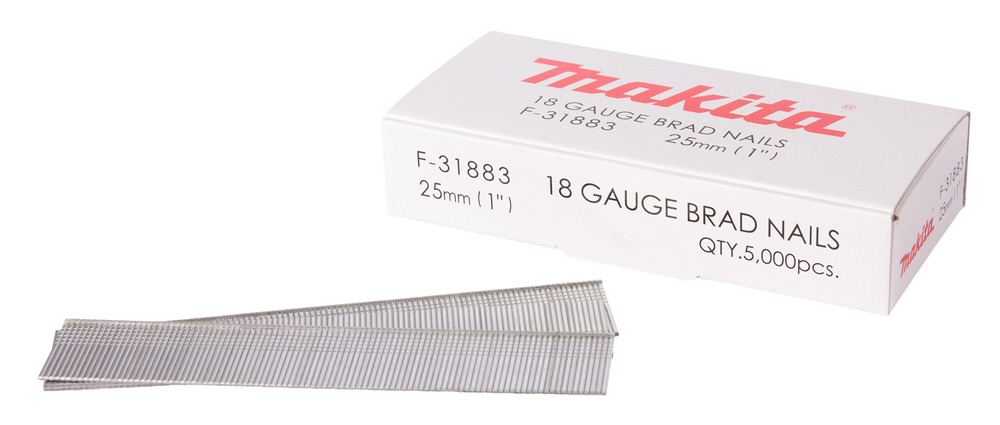 Mini Brads 18 GA Galvanized Male Head Nails, 25mm Length (Box of 5000)