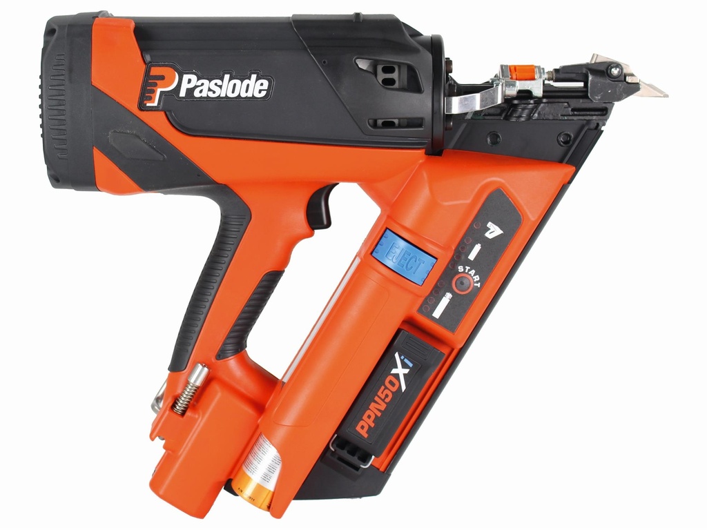 Paslode PPN50Xi gas nailer for 35-50mm nails for metal shoes.