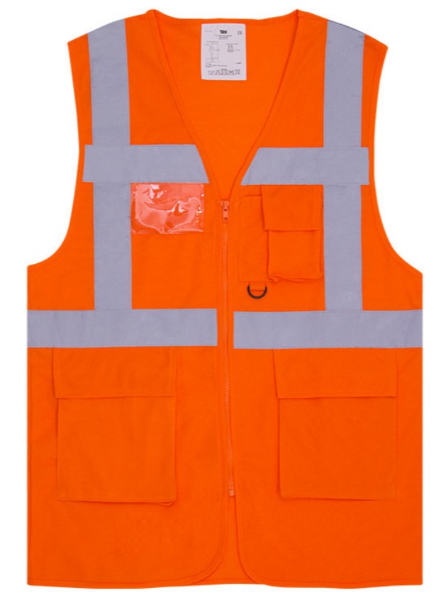 Gilet fluo HV multipoche BY IMMO La vie commence ici (devant cœur + dos)