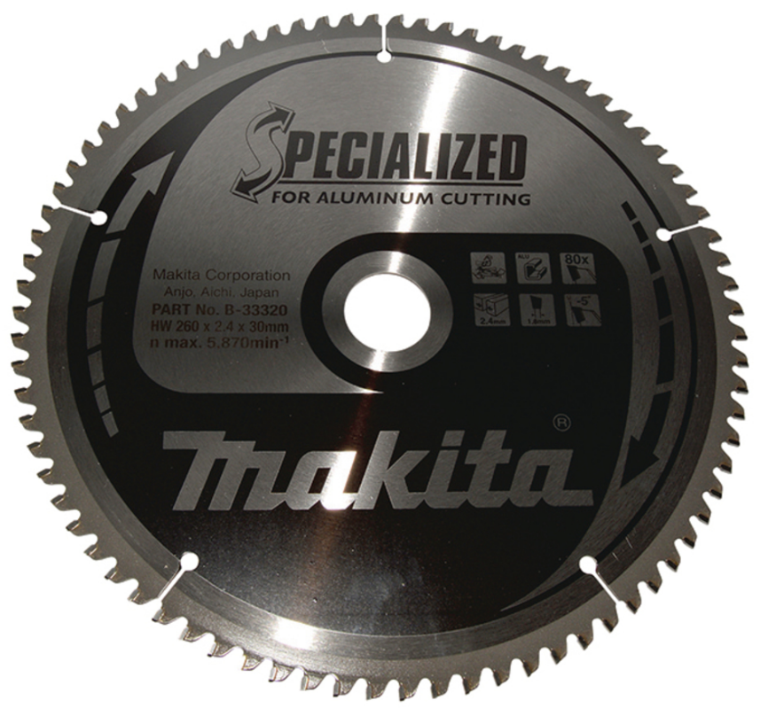 Aluminum, PVC, copper miter saw blade D260x30mm 80 teeth