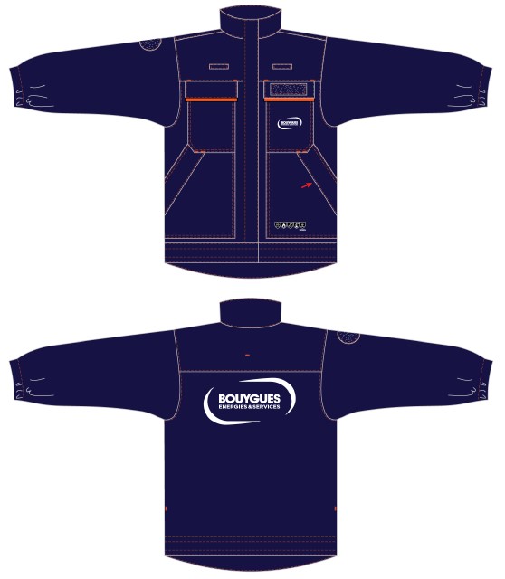 Veste multirisques femme BYES devant cœur + dos - liseré orange