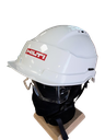 Casque Iris II blanc porte étiquette avec lunettes et jugulaire 4 points - Logoté HILTI