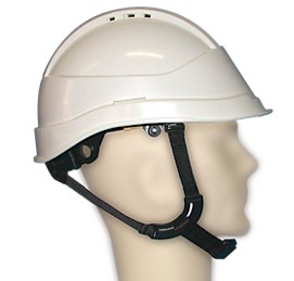 Kara helmet with long visor without goggles and 4-point chin strap, HILTI logo flash buckle