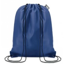 Recycled PET drawstring bag 36x40cm navy blue white logo THEMIS FM