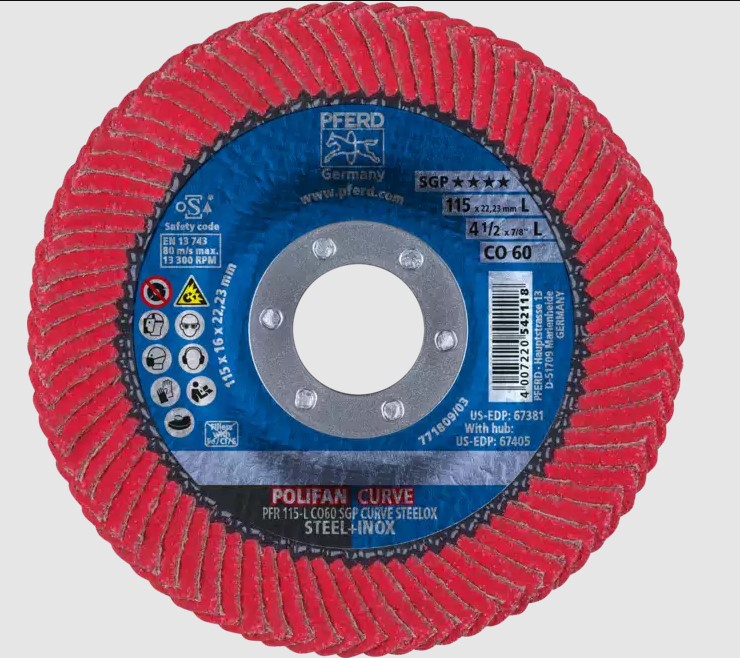 Disque à lamelles CO CURVE Diam. 125 g60 acier/inox (Boite de 10)