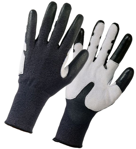 Blacktop glove with leather palm protection